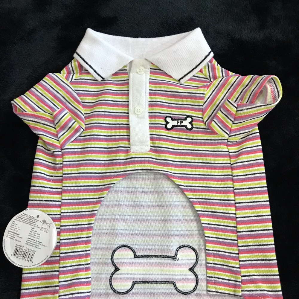 Puppy / Dog / Pet Multicolor Stripe Tee Shirt 
Size Medium NWT - Picture 7 of 11